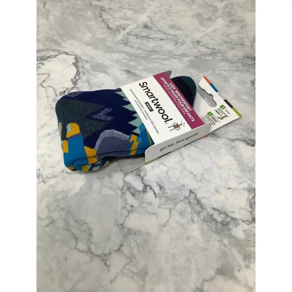Smartwool Kids Medium Twilight Blue Wintersport OTC Merino Wool Socks OS26-25